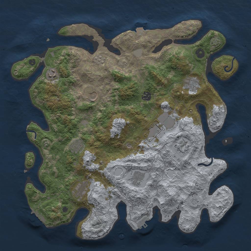 Rust Map: Procedural Map, Size: 3950, Seed: 99119422, 18 Monuments