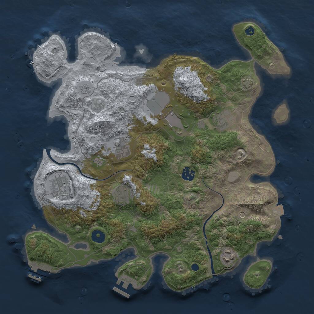 Rust Map: Procedural Map, Size: 3500, Seed: 1993939741, 13 Monuments