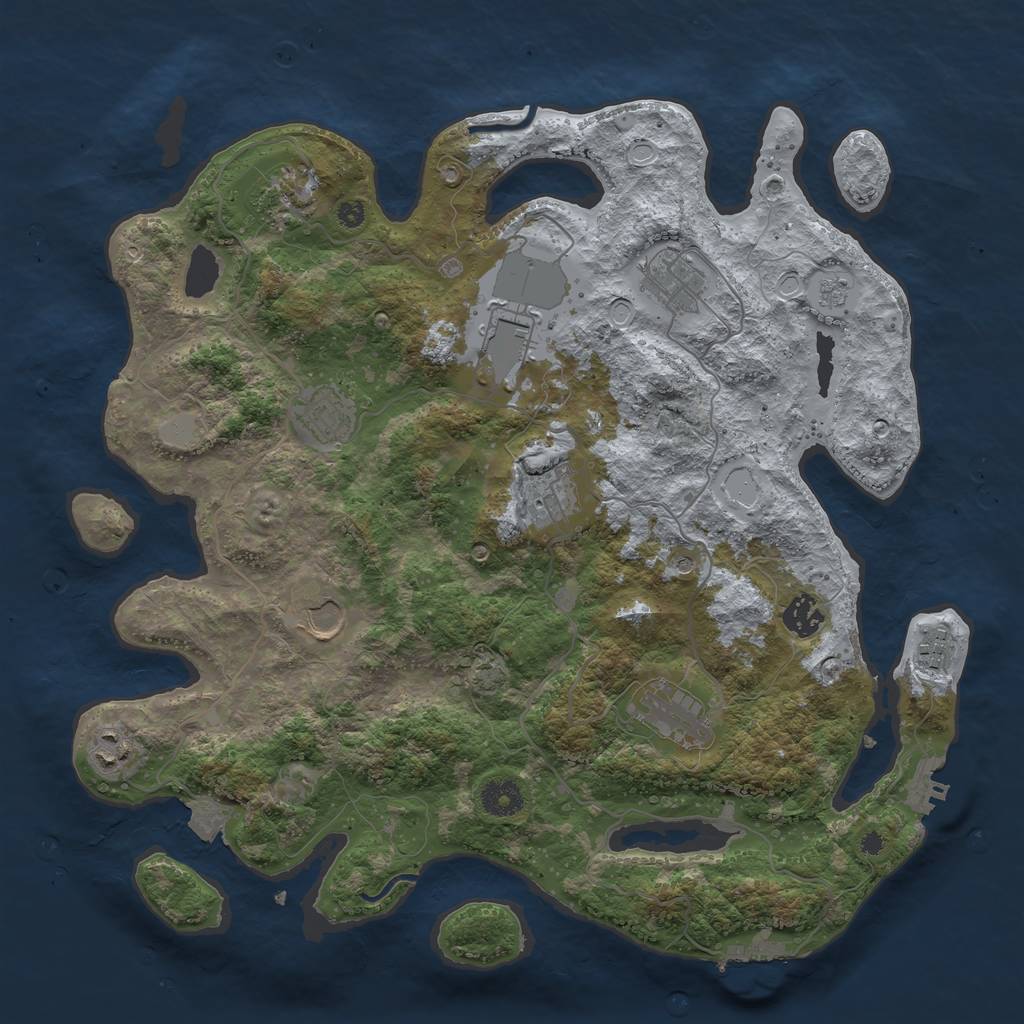 Rust Map: Procedural Map, Size: 3850, Seed: 1347892201, 18 Monuments