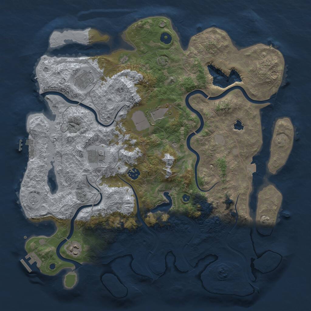 Rust Map: Procedural Map, Size: 4096, Seed: 1209013640, 12 Monuments