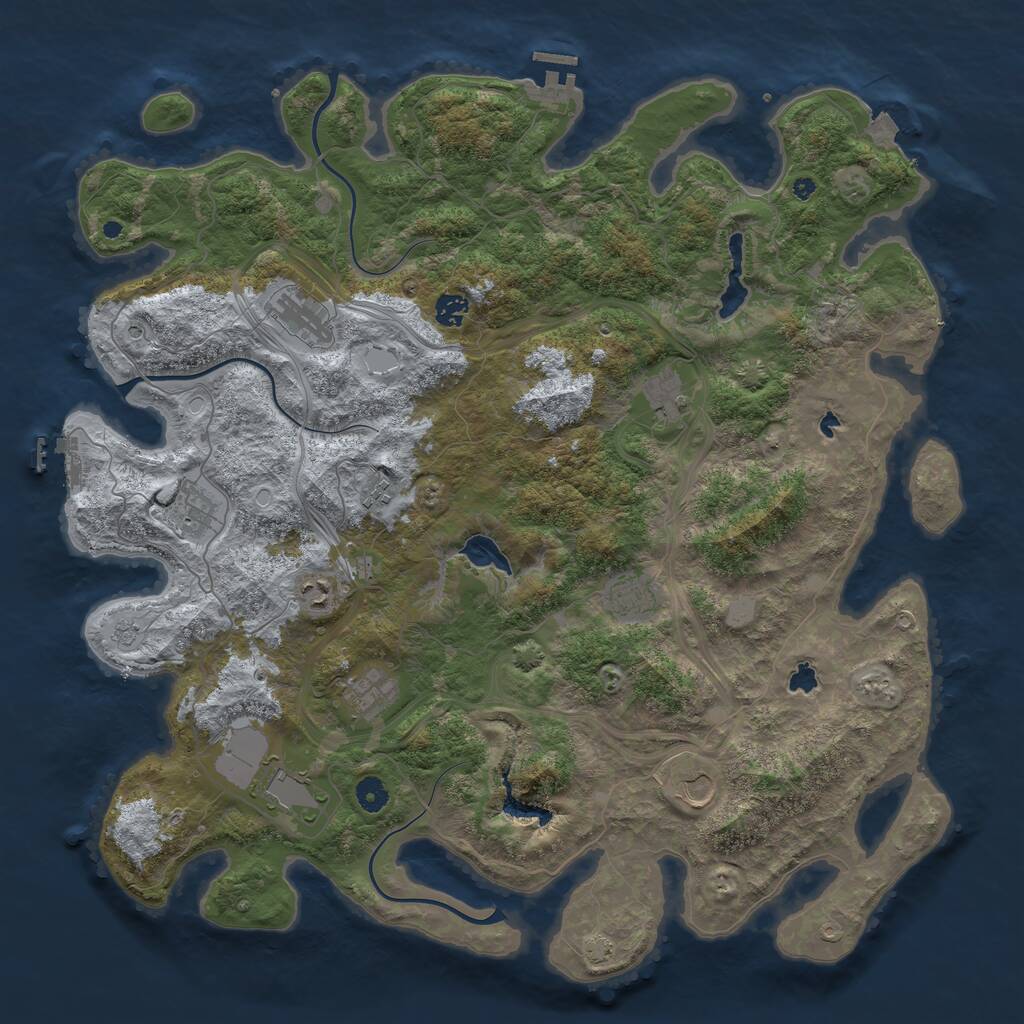 Rust Map: Procedural Map, Size: 4600, Seed: 822579, 16 Monuments