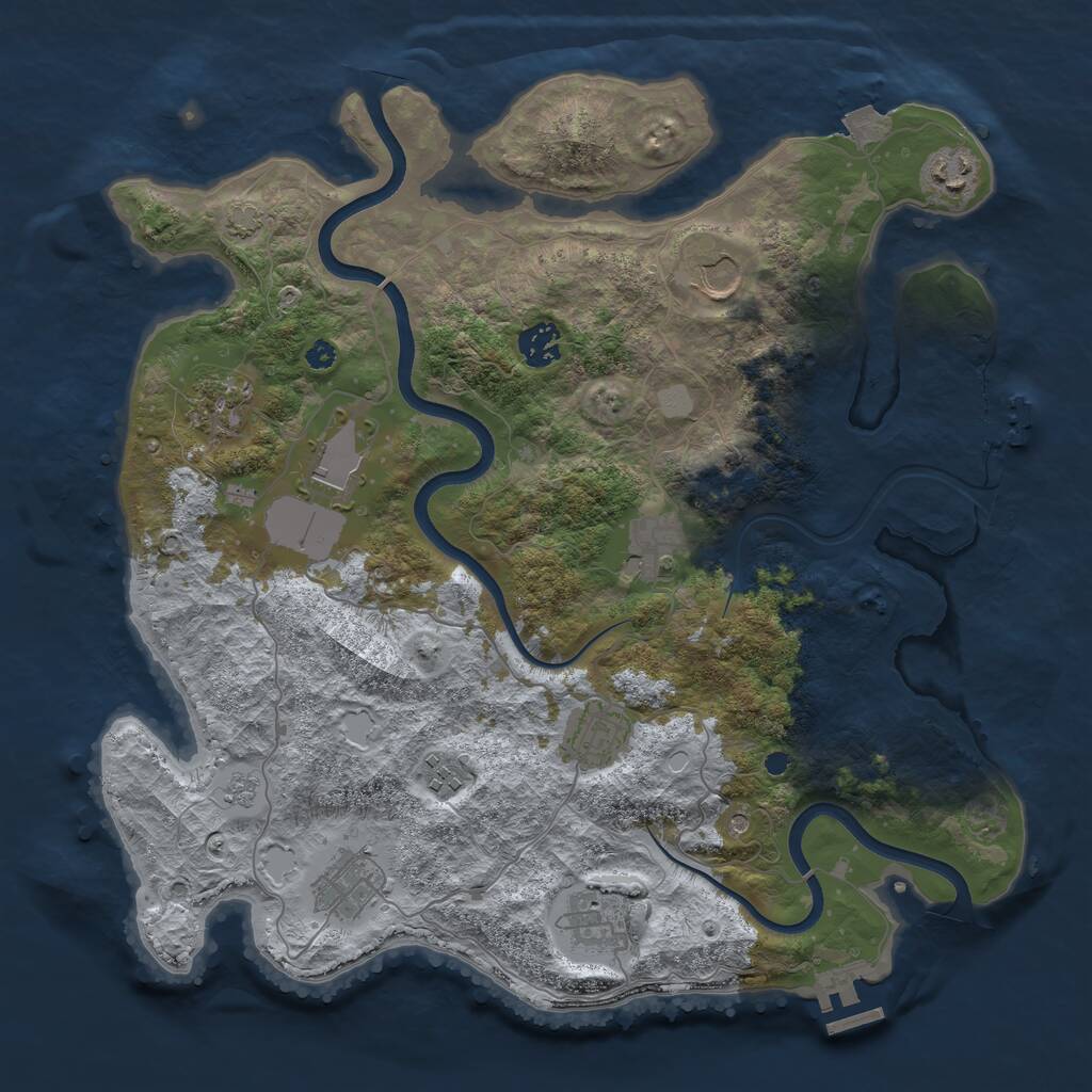 Rust Map: Procedural Map, Size: 3750, Seed: 2561122, 16 Monuments