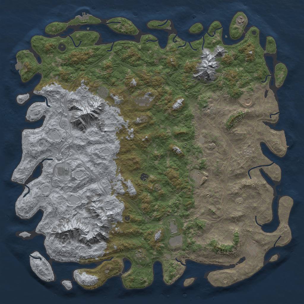 Rust Map: Procedural Map, Size: 6000, Seed: 180879, 19 Monuments
