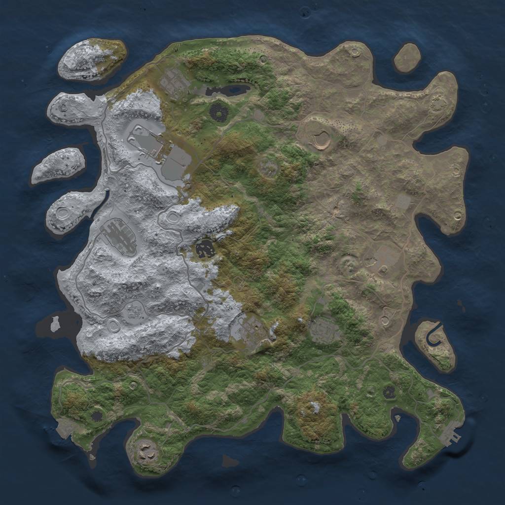 Rust Map: Procedural Map, Size: 4000, Seed: 561062, 16 Monuments
