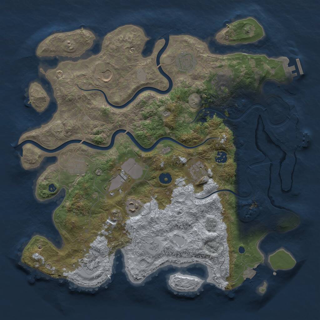 Rust Map: Procedural Map, Size: 3950, Seed: 46977869, 16 Monuments