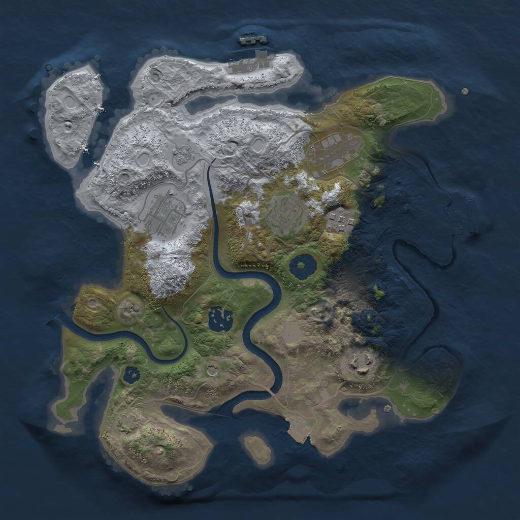 Rust Map: Procedural Map, Size: 3000, Seed: 19350, 12 Monuments