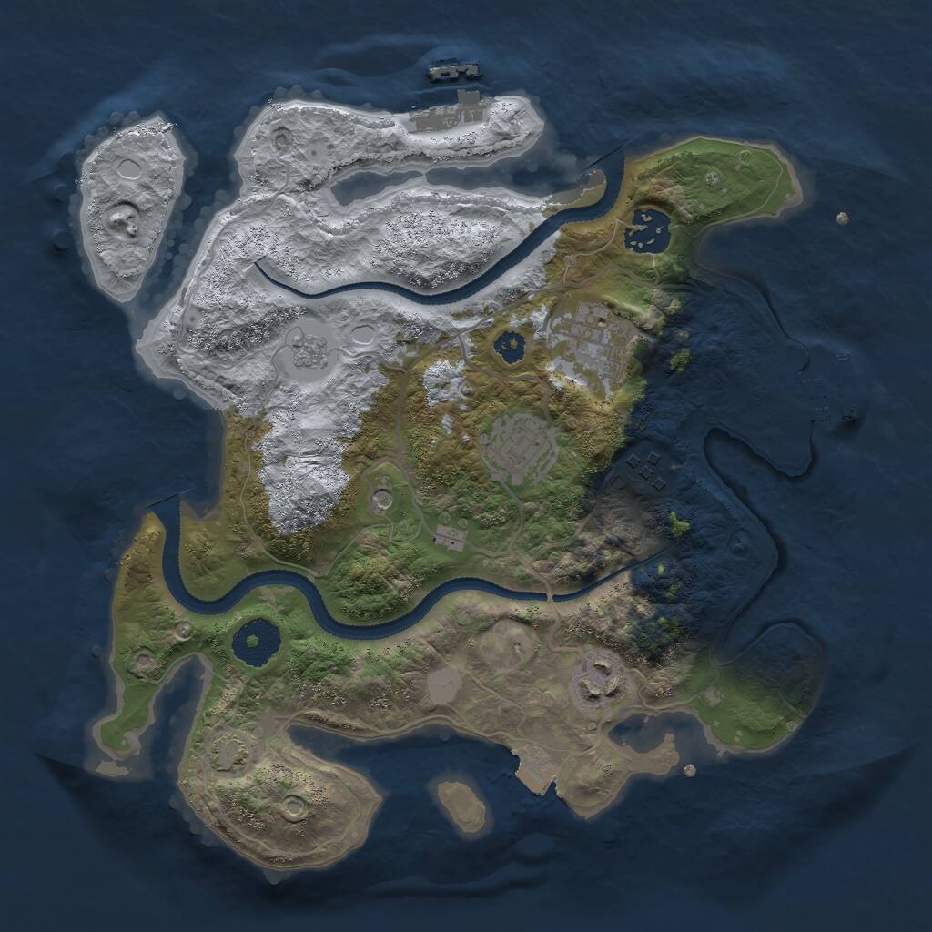 Rust Map: Procedural Map, Size: 3000, Seed: 19350, 11 Monuments