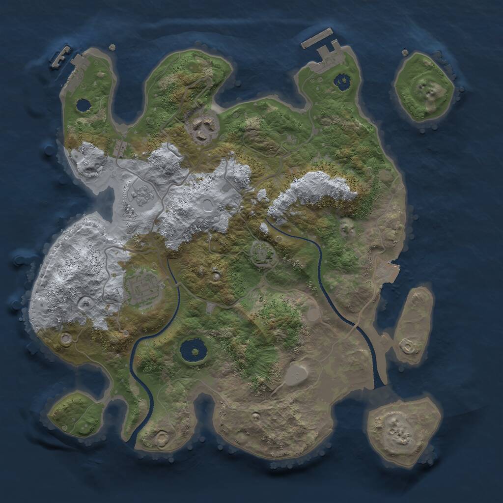 Rust Map: Procedural Map, Size: 3000, Seed: 2462225, 7 Monuments