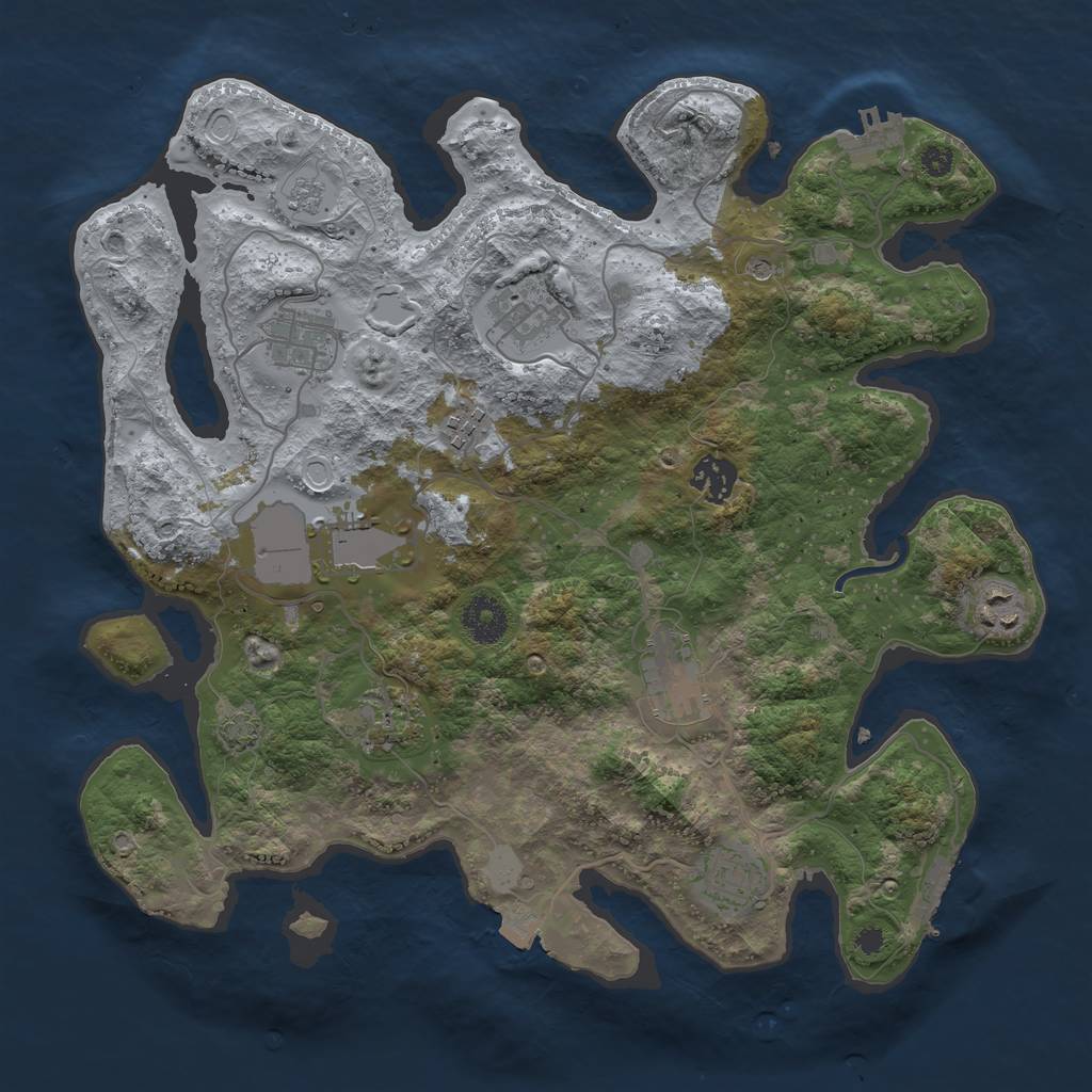 Rust Map: Procedural Map, Size: 3520, Seed: 1260204553, 17 Monuments