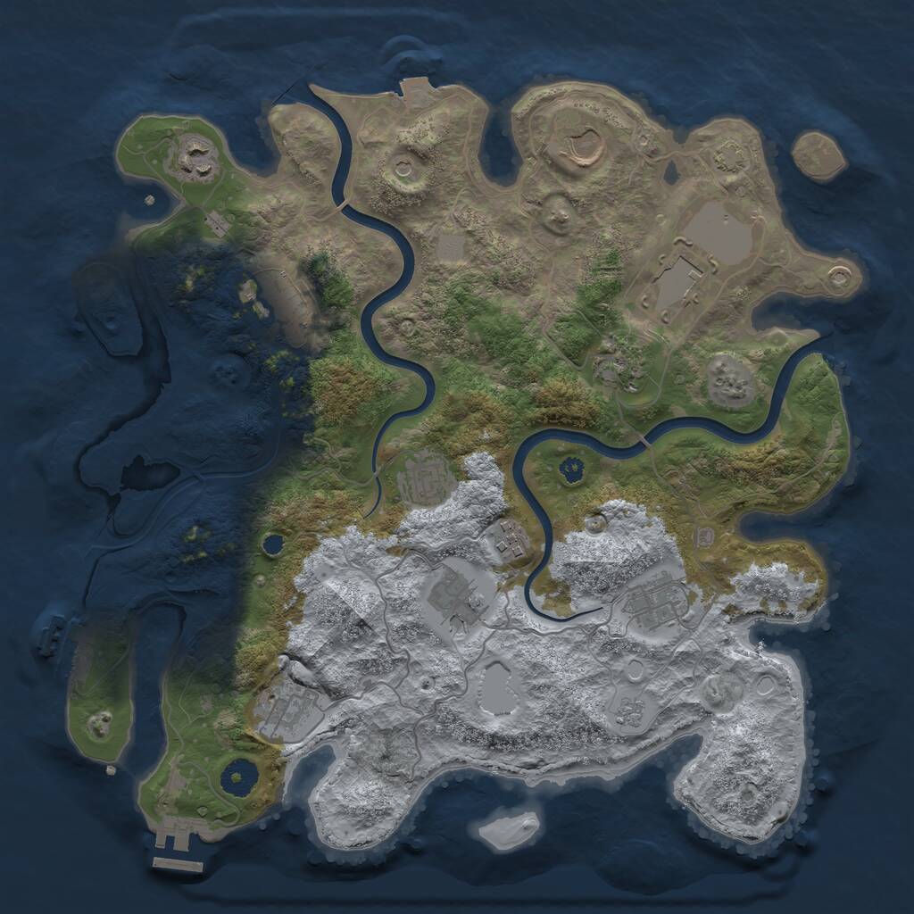 Rust Map: Procedural Map, Size: 3700, Seed: 1203211616, 16 Monuments