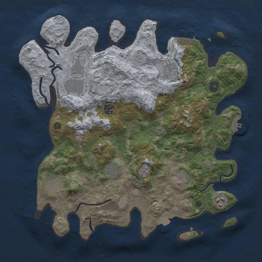 Rust Map: Procedural Map, Size: 3750, Seed: 27357443, 17 Monuments