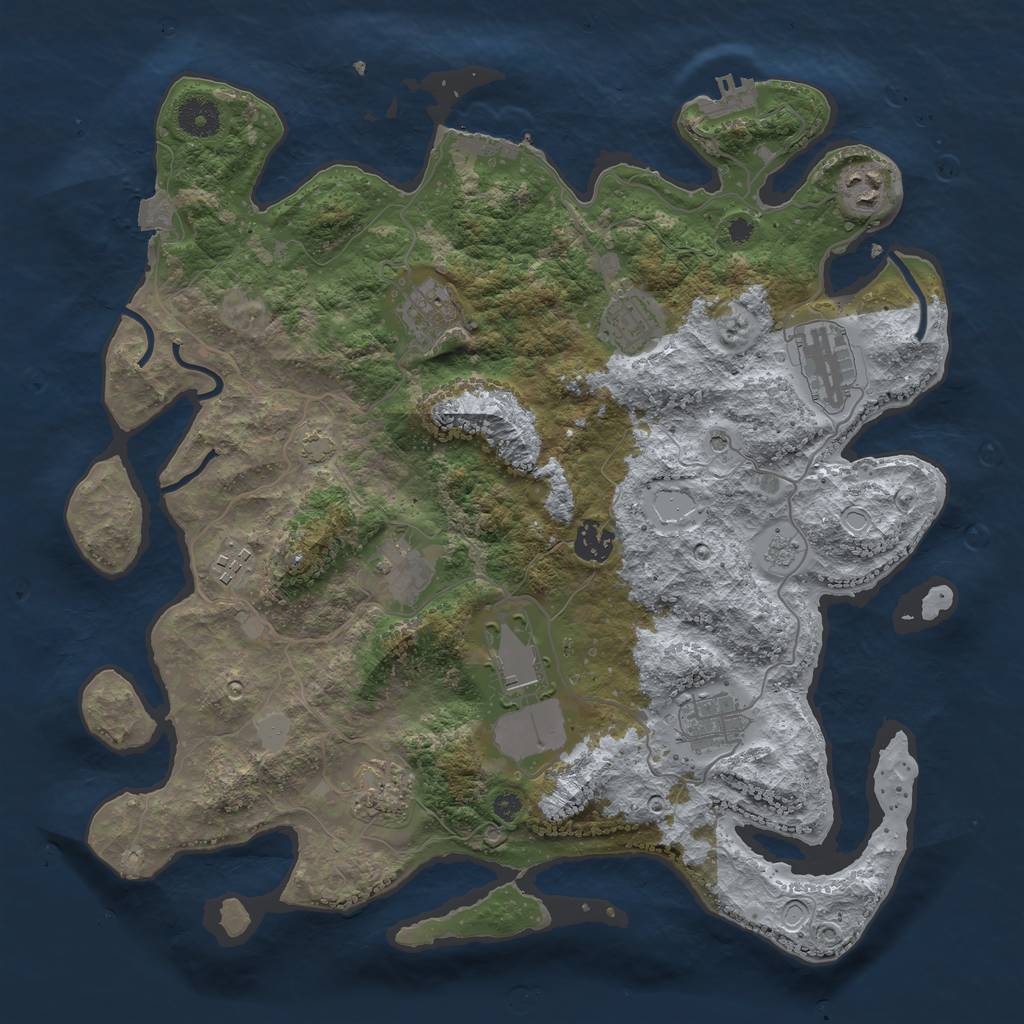 Rust Map: Procedural Map, Size: 3750, Seed: 68230291, 18 Monuments
