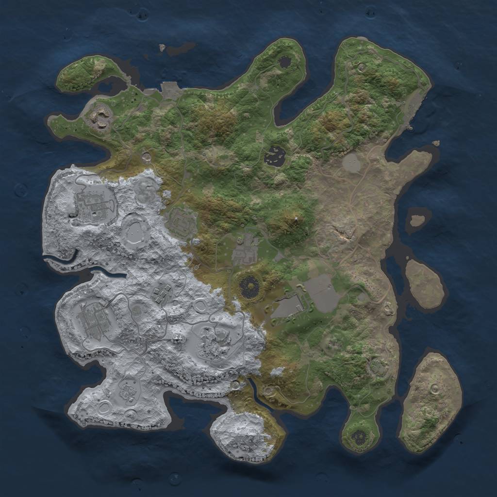 Rust Map: Procedural Map, Size: 3500, Seed: 1404842880, 16 Monuments