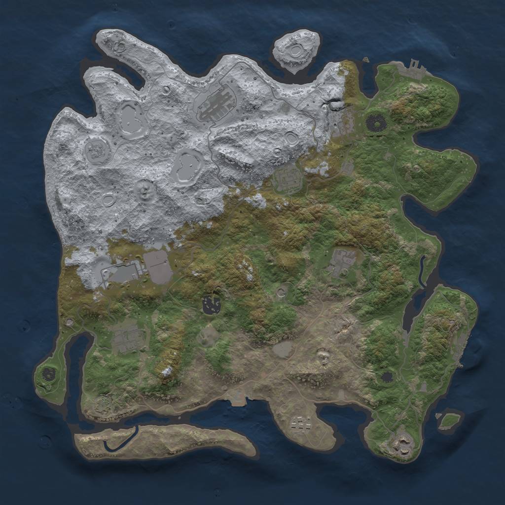 Rust Map: Procedural Map, Size: 3850, Seed: 90969594, 17 Monuments