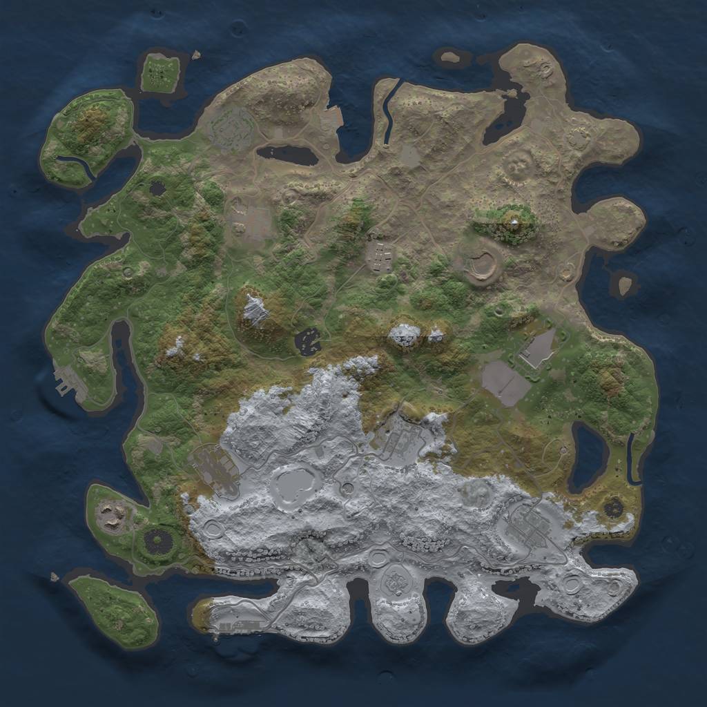 Rust Map: Procedural Map, Size: 3850, Seed: 95630284, 18 Monuments