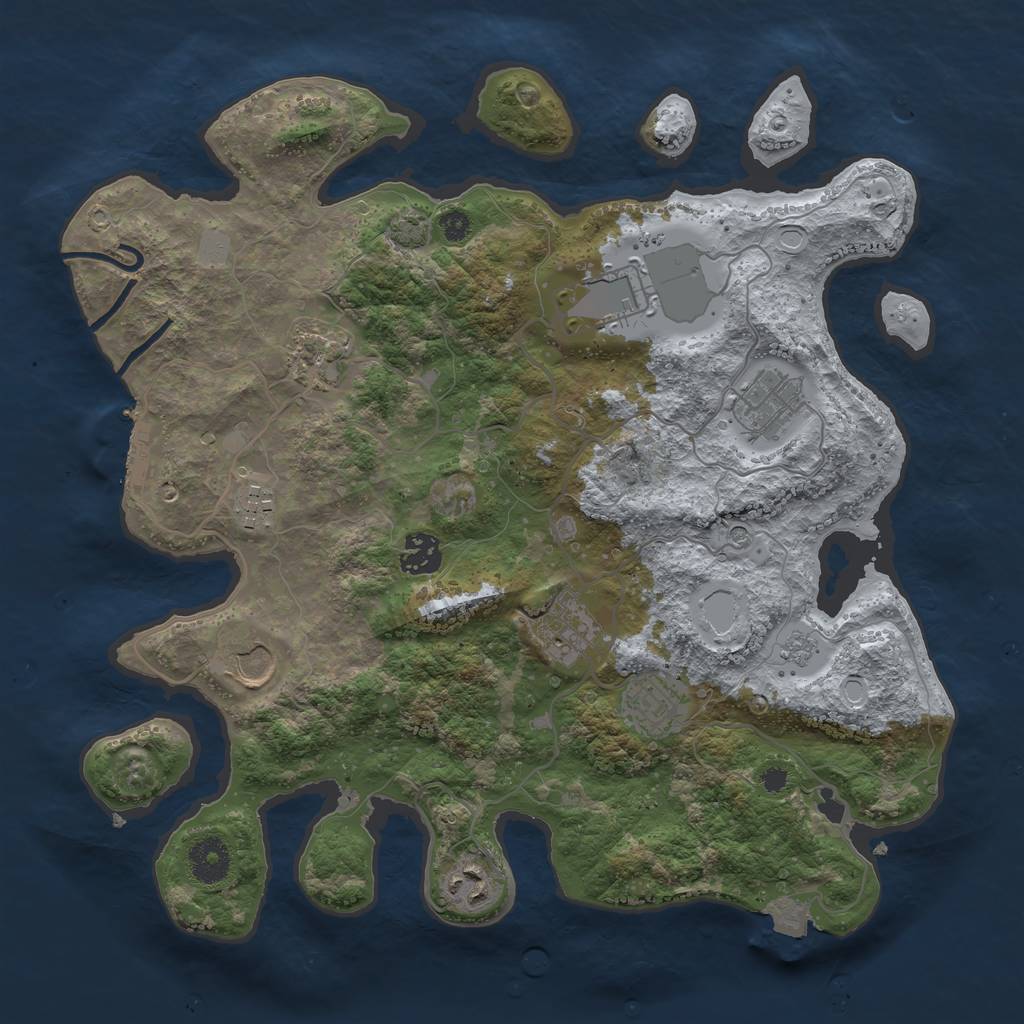 Rust Map: Procedural Map, Size: 3550, Seed: 79933490, 16 Monuments