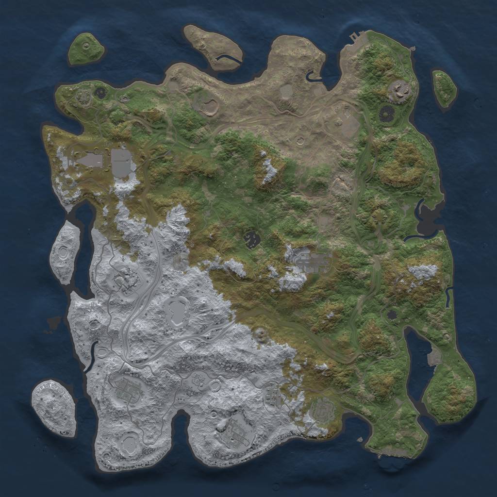 Rust Map: Procedural Map, Size: 4500, Seed: 364799654, 19 Monuments