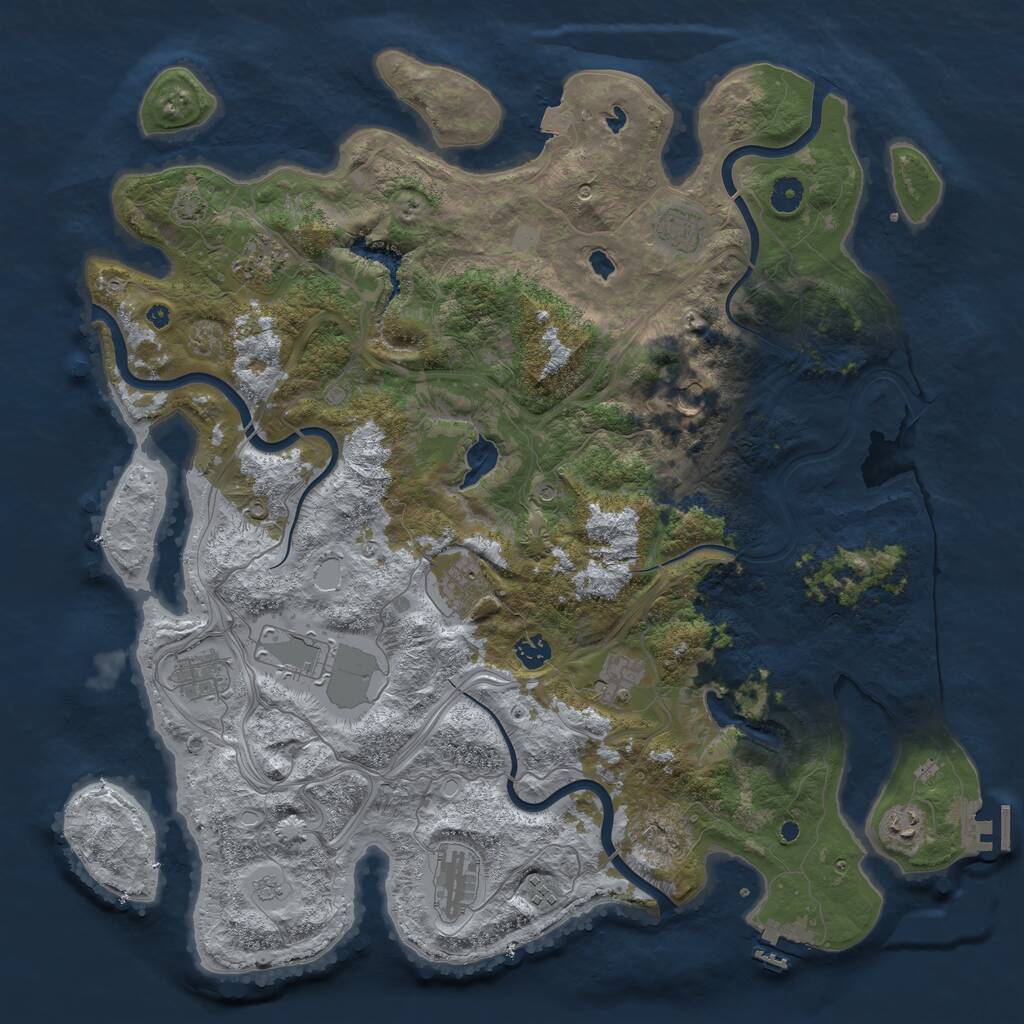 Rust Map: Procedural Map, Size: 4500, Seed: 364799654, 17 Monuments