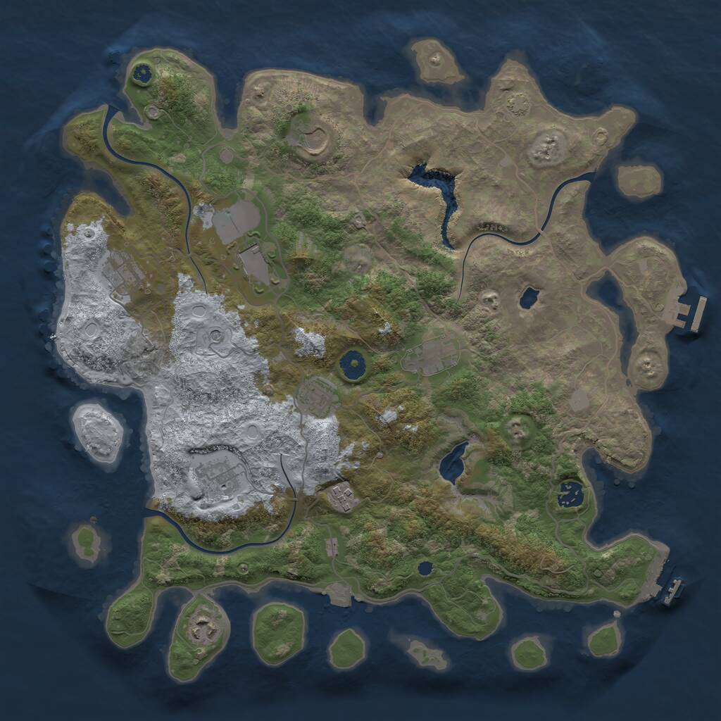 Rust Map: Procedural Map, Size: 4050, Seed: 118083135, 14 Monuments
