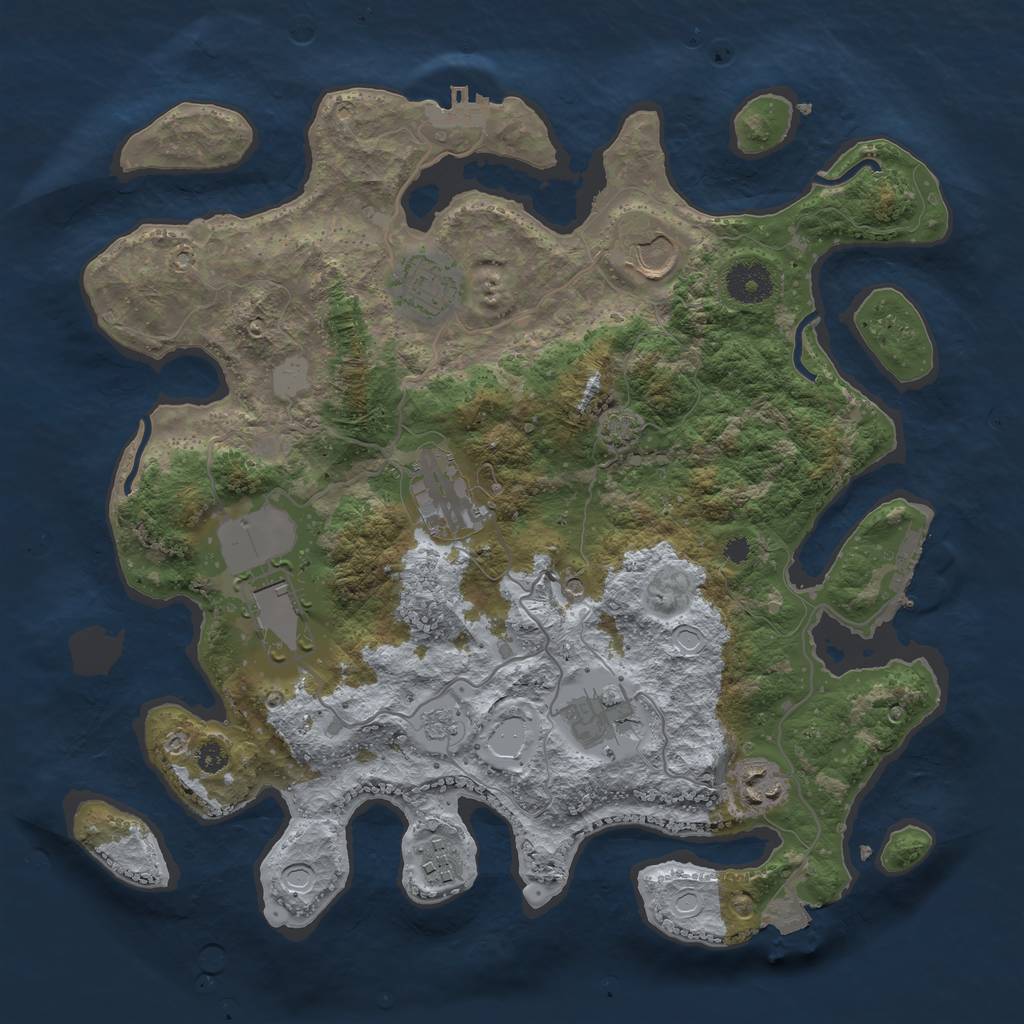 Rust Map: Procedural Map, Size: 3500, Seed: 718202295, 15 Monuments