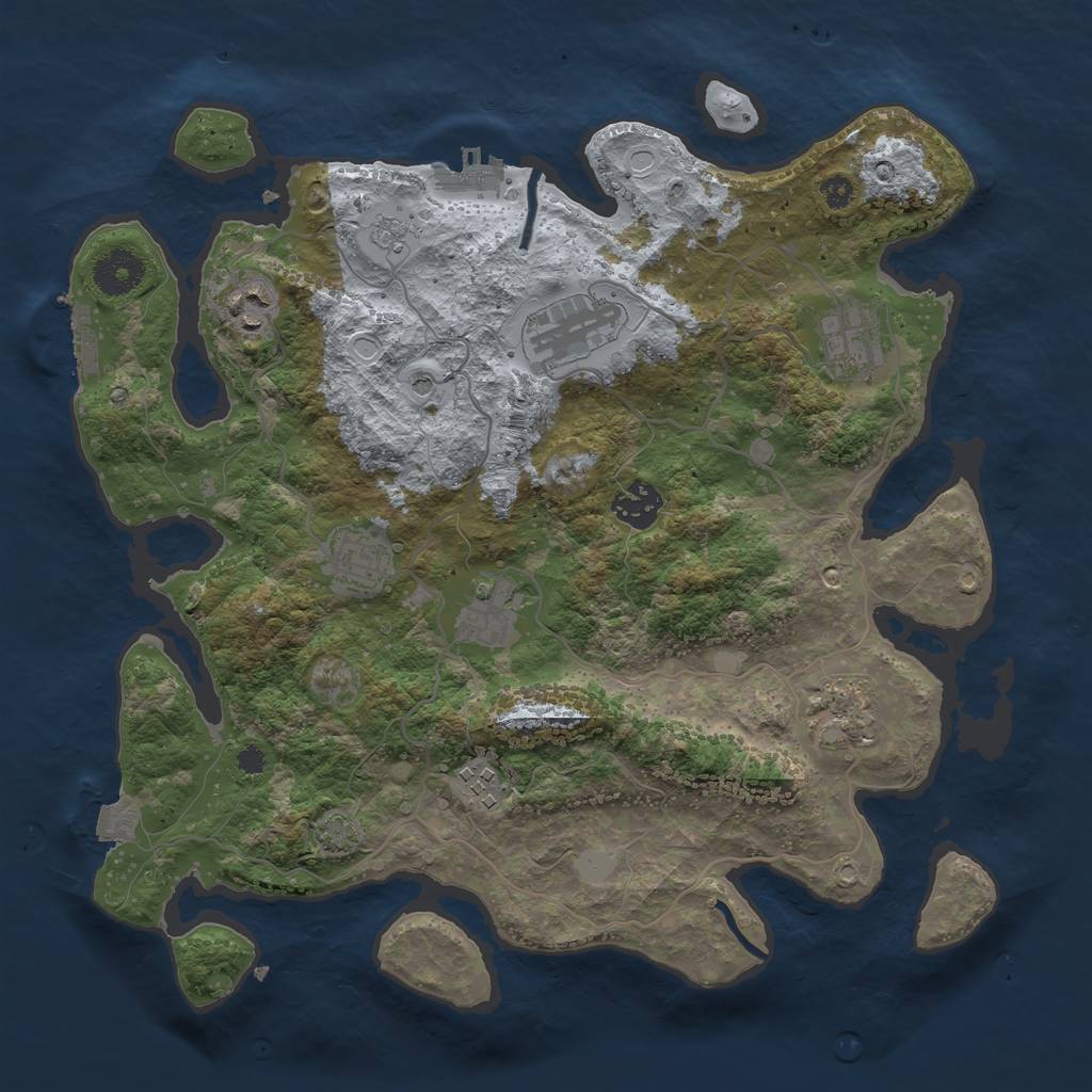 Rust Map: Procedural Map, Size: 3450, Seed: 935609, 16 Monuments