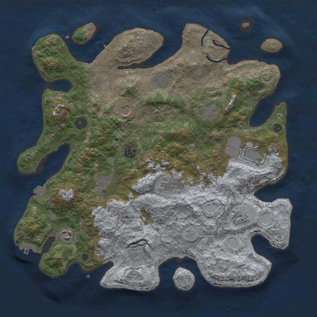 Rust Map: Procedural Map, Size: 4000, Seed: 2096496090, 19 Monuments