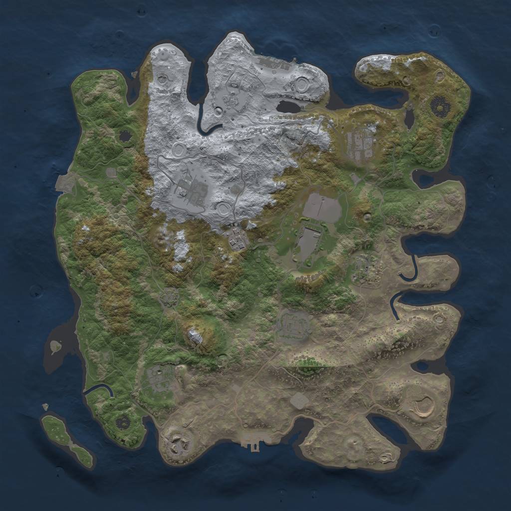 Rust Map: Procedural Map, Size: 3650, Seed: 42688123, 17 Monuments