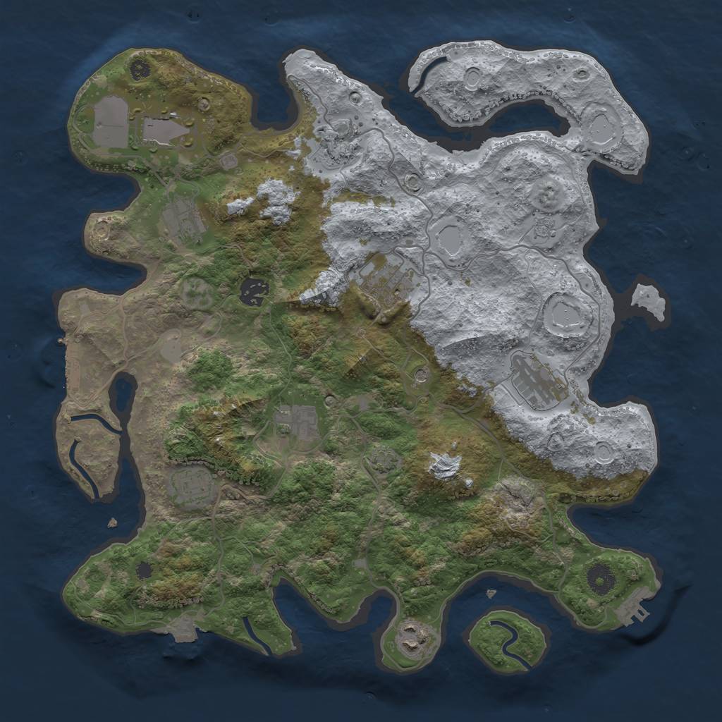 Rust Map: Procedural Map, Size: 3700, Seed: 1713785231, 17 Monuments