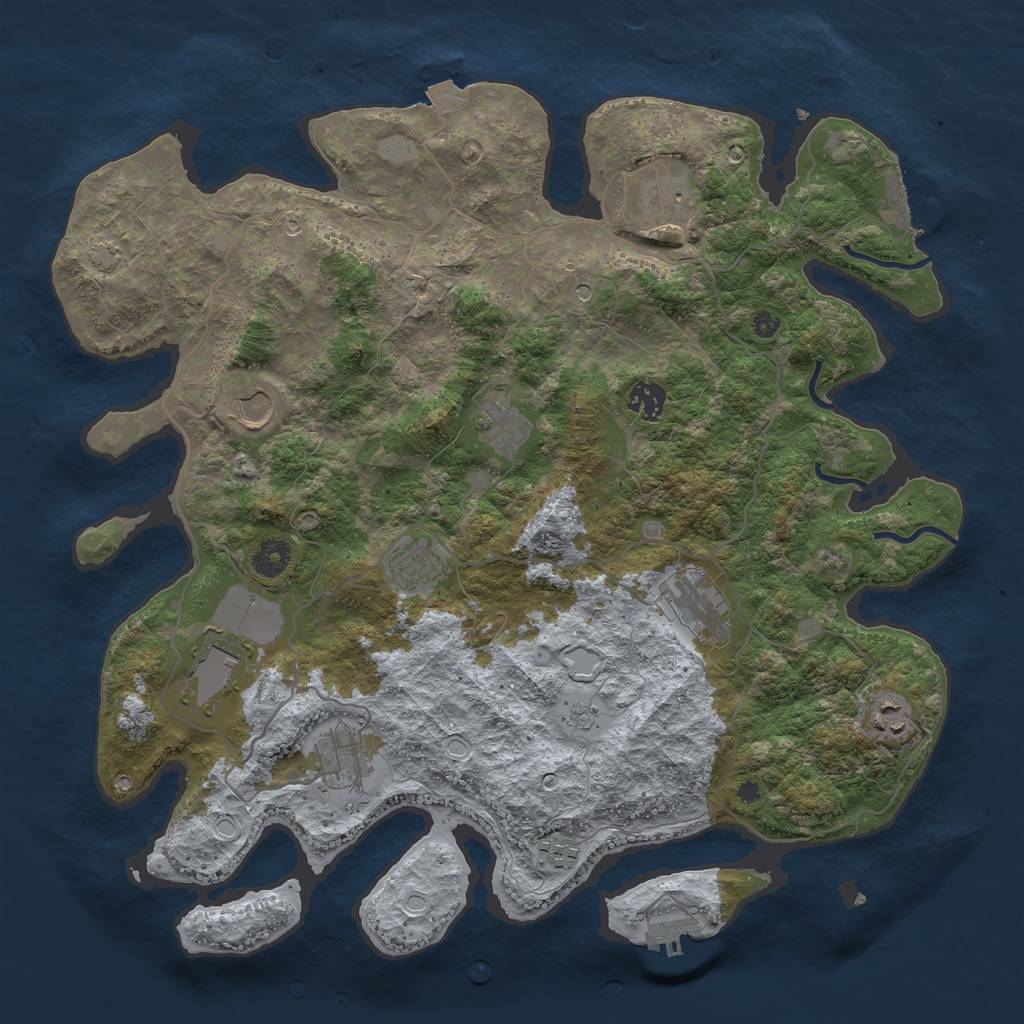 Rust Map: Procedural Map, Size: 4000, Seed: 10961988, 18 Monuments