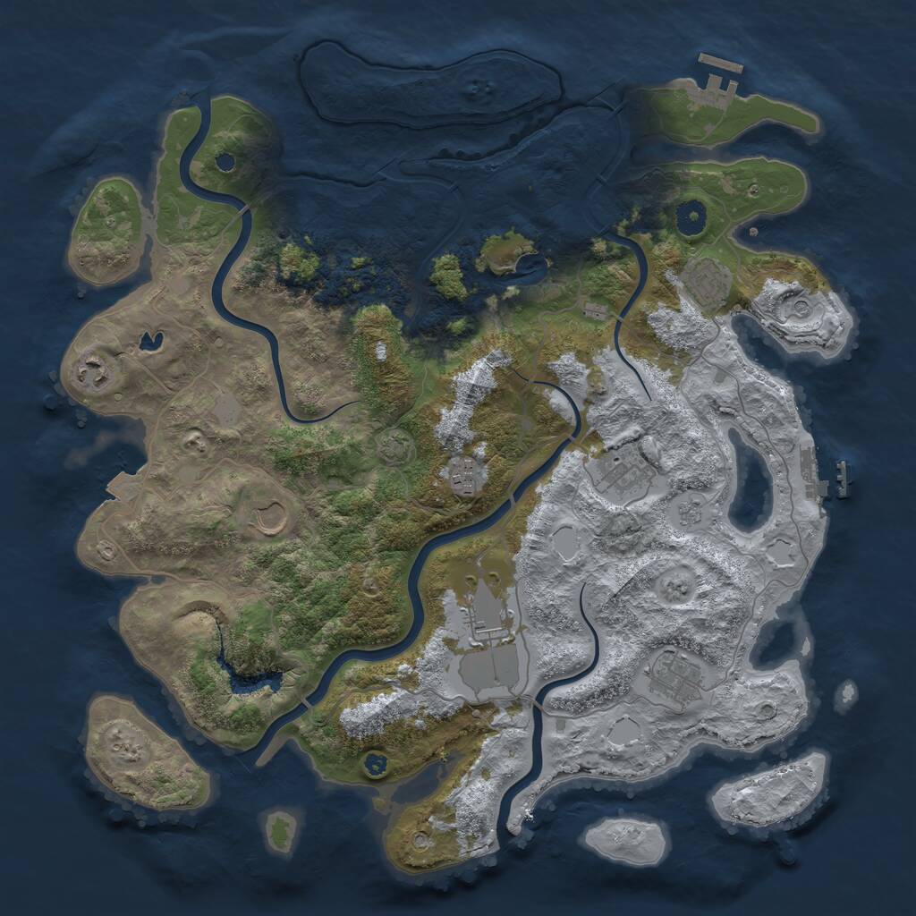 Rust Map: Procedural Map, Size: 4100, Seed: 1391214, 13 Monuments