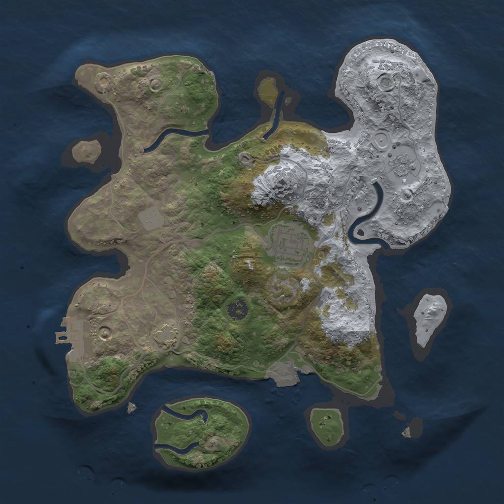 Rust Map: Procedural Map, Size: 2500, Seed: 784216, 7 Monuments