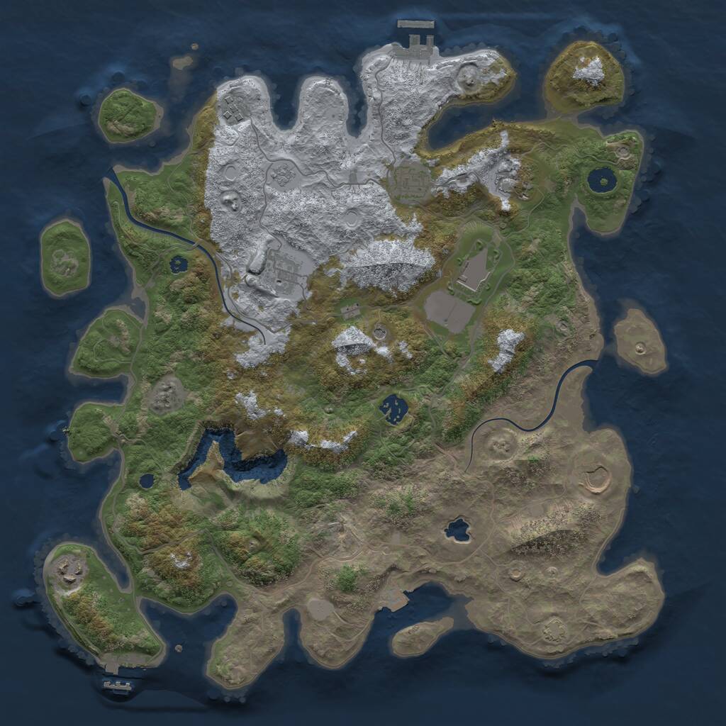 Rust Map: Procedural Map, Size: 4000, Seed: 2023110201, 14 Monuments