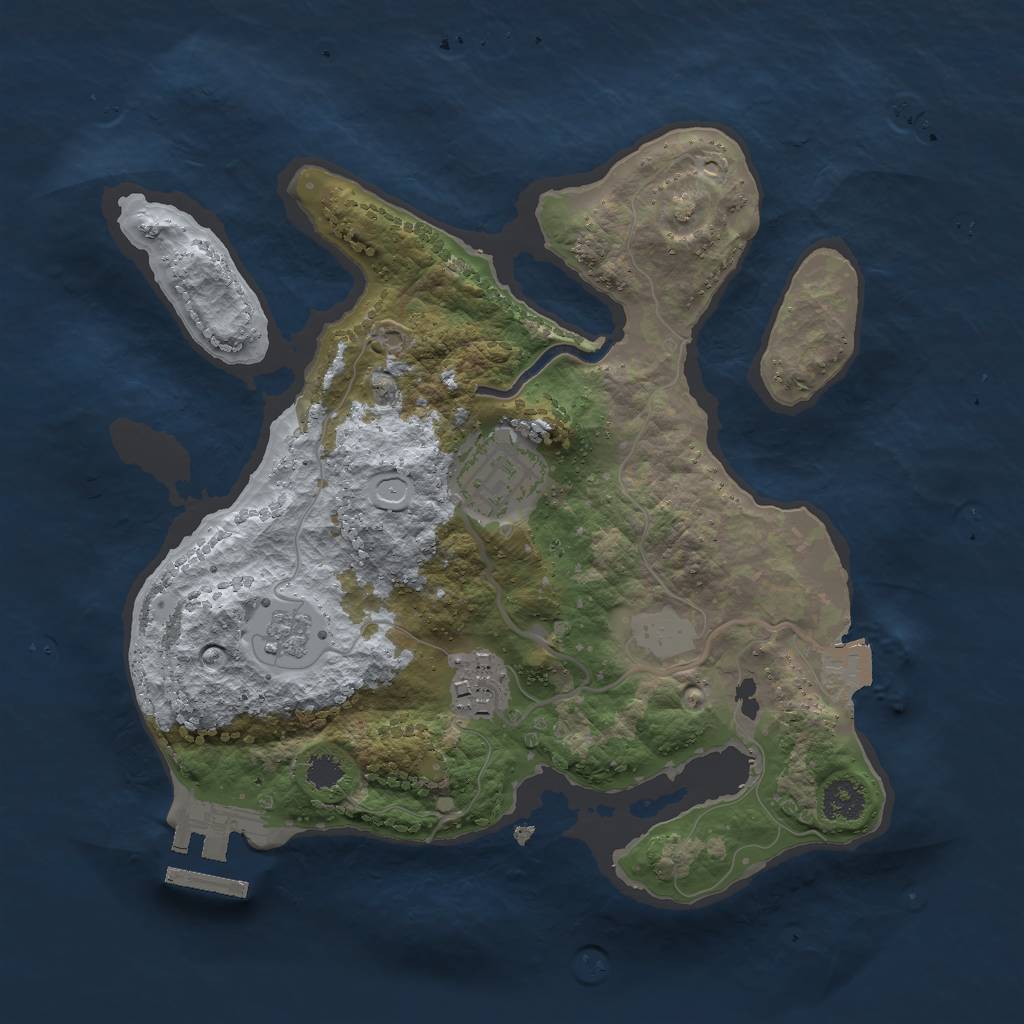 Rust Map: Procedural Map, Size: 2500, Seed: 617094271, 7 Monuments