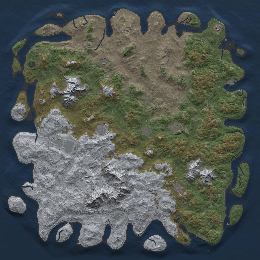 Rust Map: Procedural Map, Size: 6000, Seed: 543654758, 19 Monuments