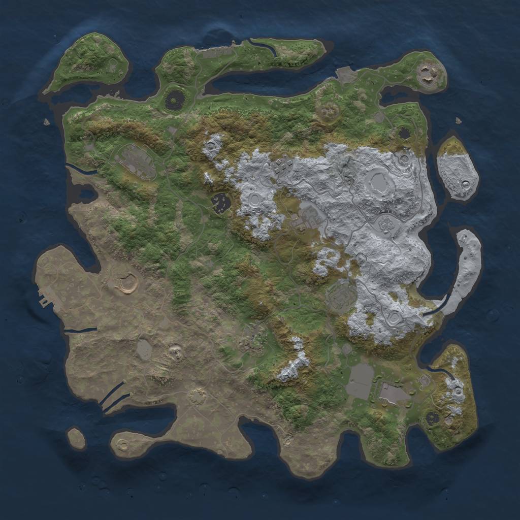 Rust Map: Procedural Map, Size: 3950, Seed: 8232635, 17 Monuments