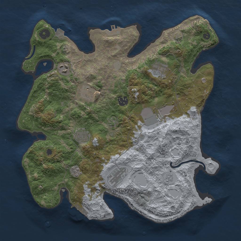 Rust Map: Procedural Map, Size: 3500, Seed: 513461013, 15 Monuments