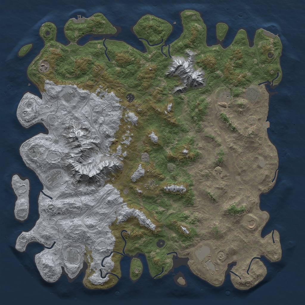 Rust Map: Procedural Map, Size: 5500, Seed: 53454, 19 Monuments