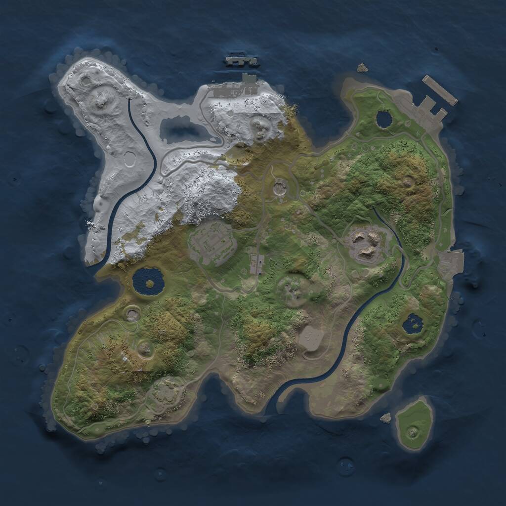 Rust Map: Procedural Map, Size: 2500, Seed: 735086742, 7 Monuments