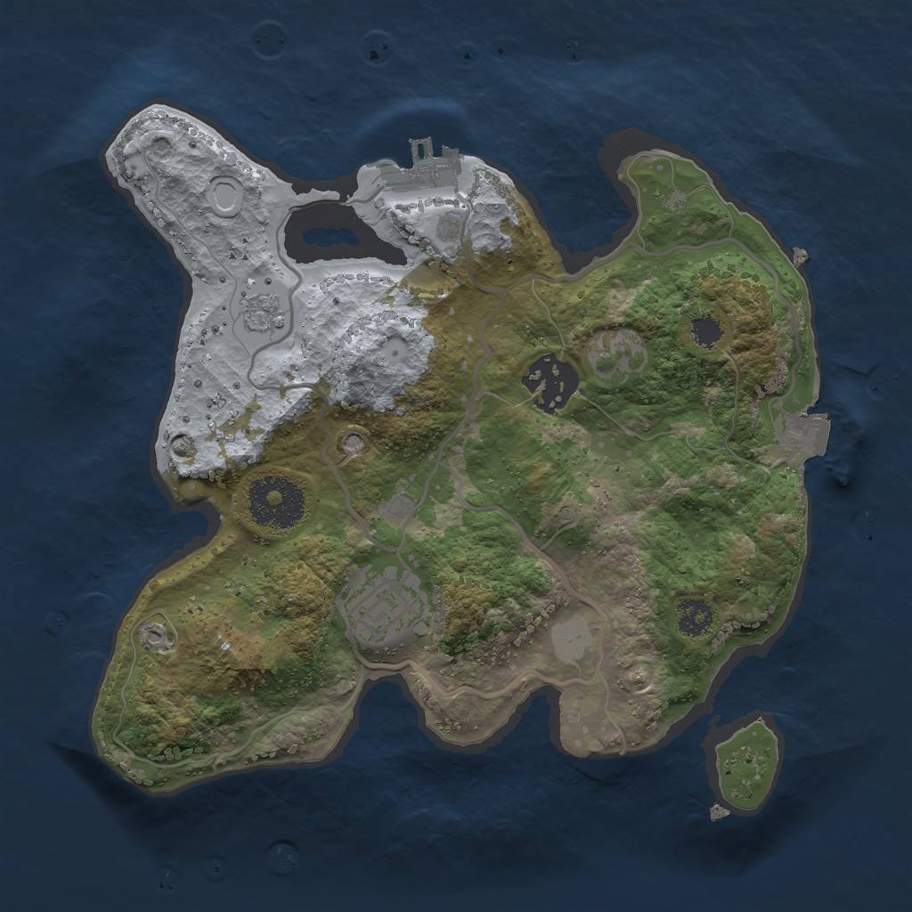 Rust Map: Procedural Map, Size: 2500, Seed: 735086742, 7 Monuments