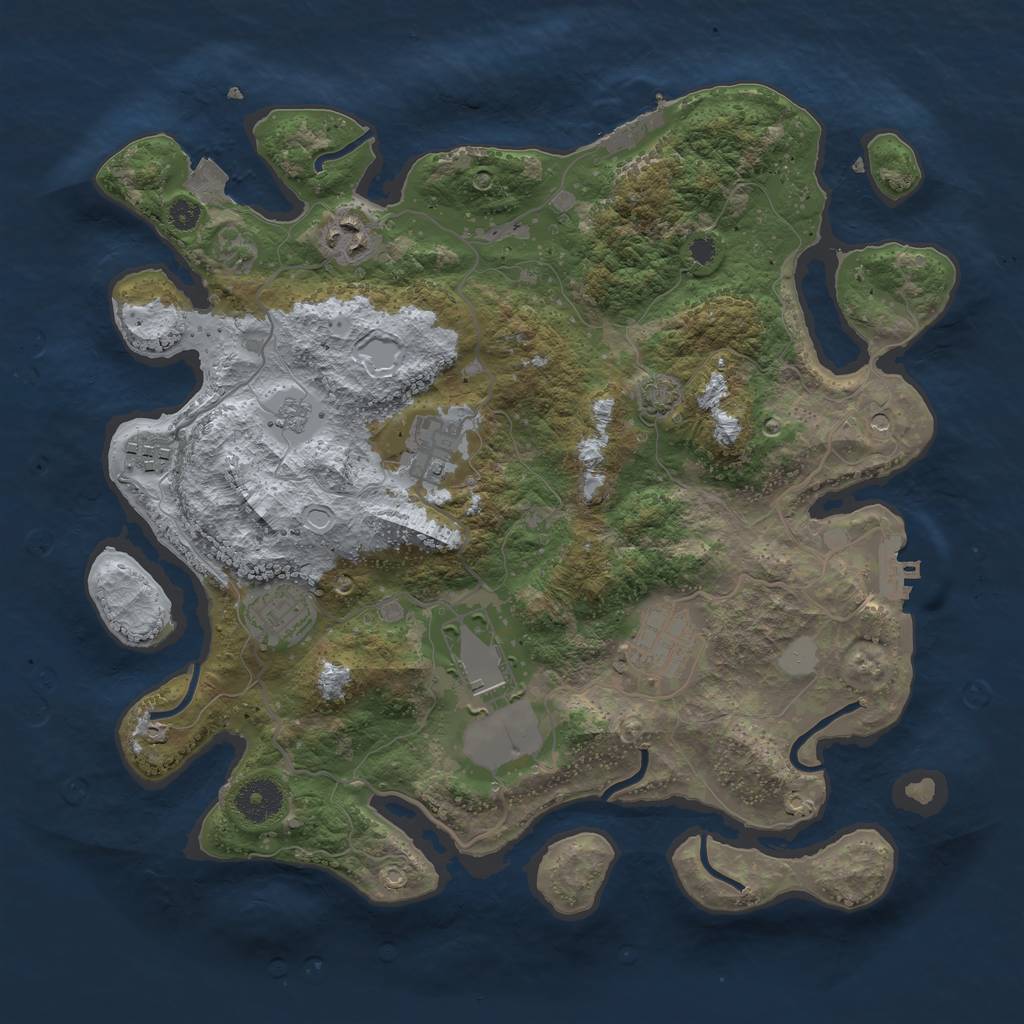 Rust Map: Procedural Map, Size: 3500, Seed: 9791270, 14 Monuments