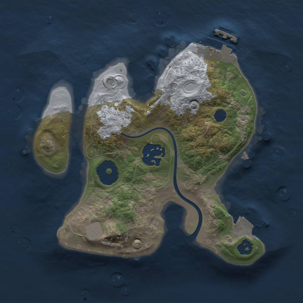 Rust Map: Procedural Map, Size: 2000, Seed: 39156, 3 Monuments