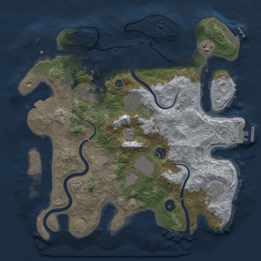 Rust Map: Procedural Map, Size: 3500, Seed: 1148958987, 13 Monuments