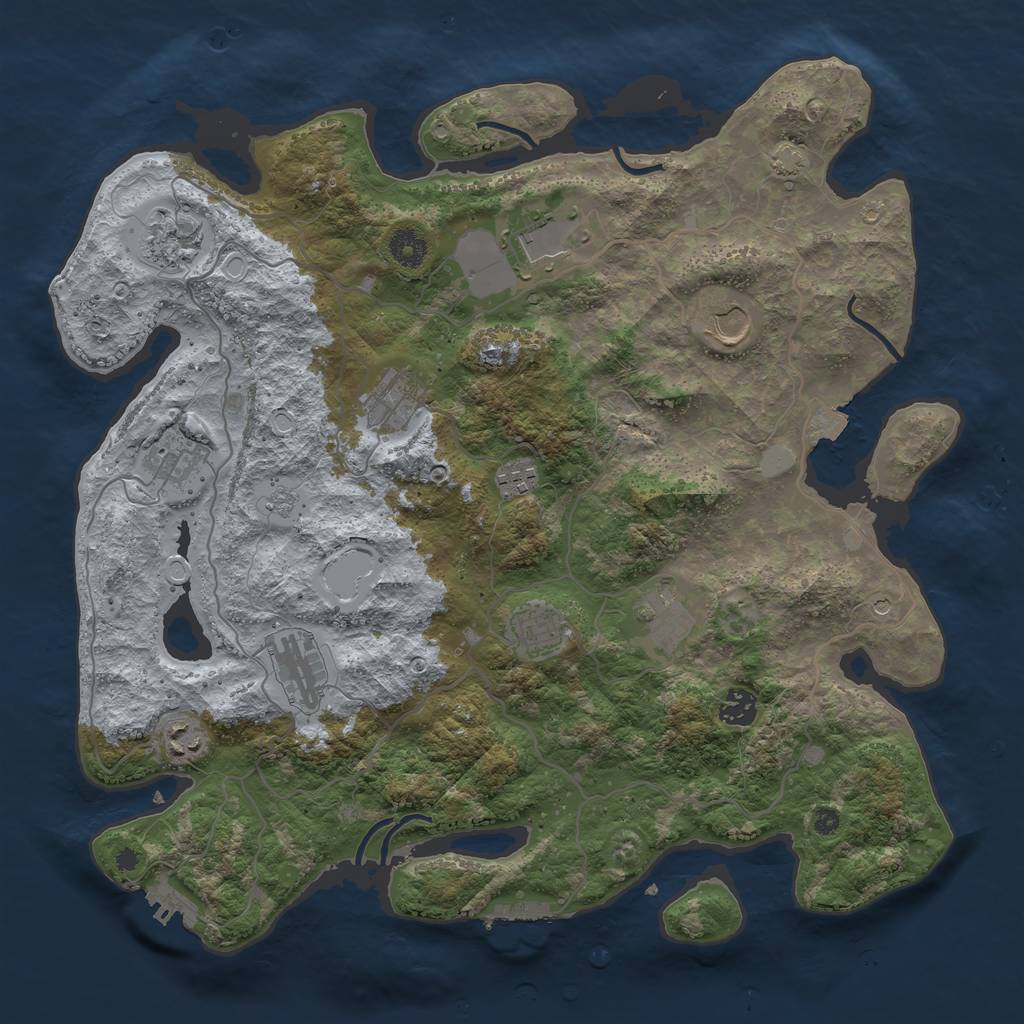 Rust Map: Procedural Map, Size: 4000, Seed: 46114, 19 Monuments
