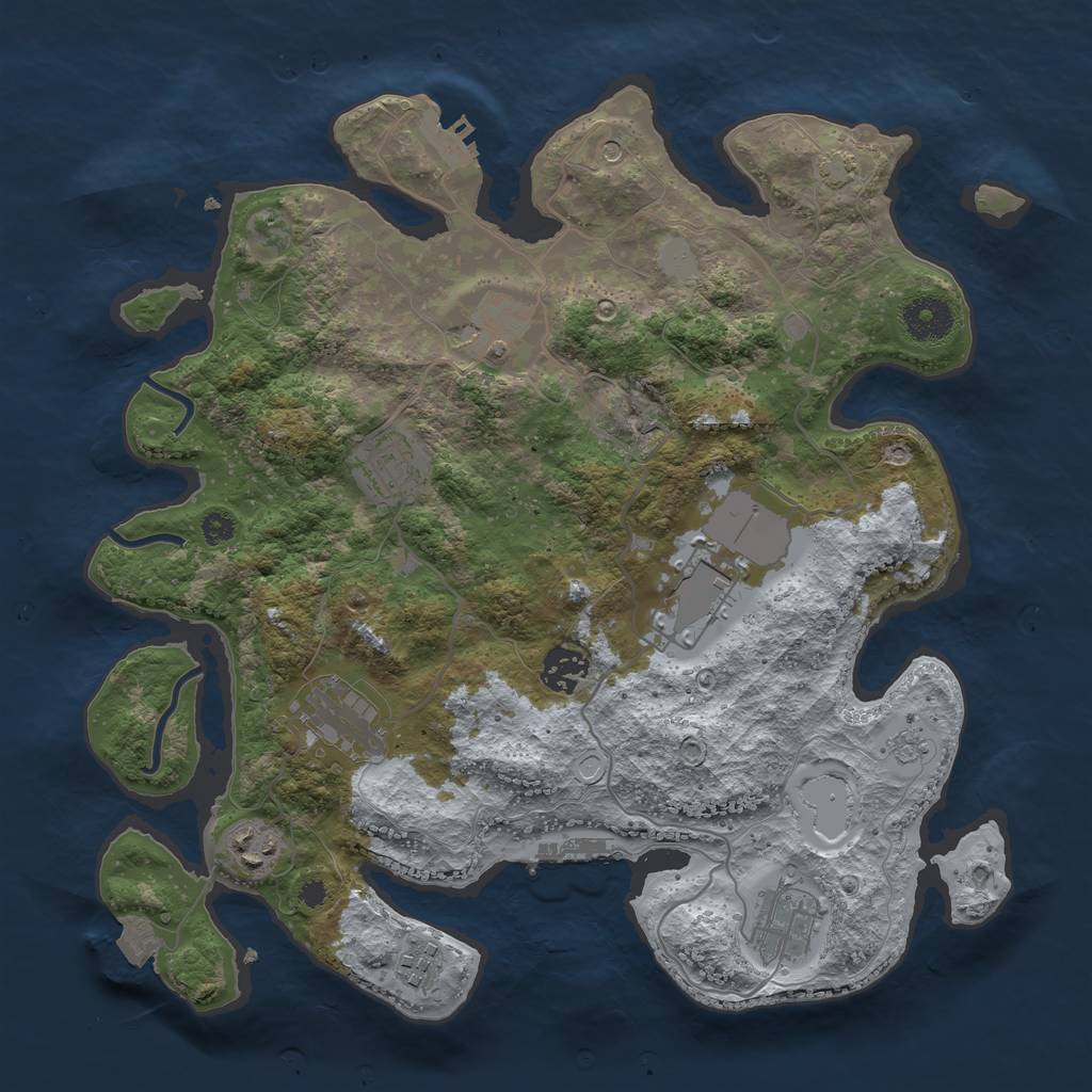 Rust Map: Procedural Map, Size: 3500, Seed: 660460815, 16 Monuments