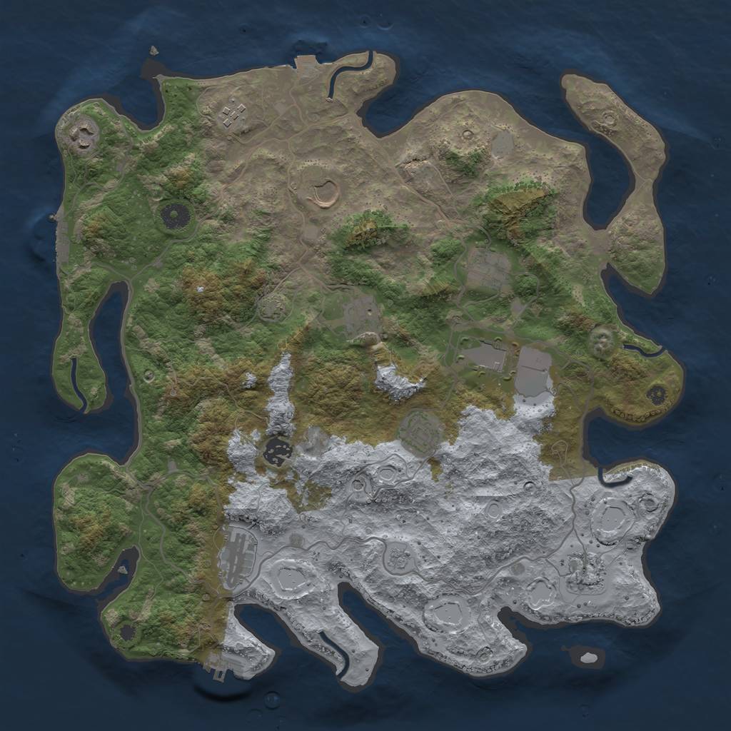 Rust Map: Procedural Map, Size: 4000, Seed: 14853, 18 Monuments