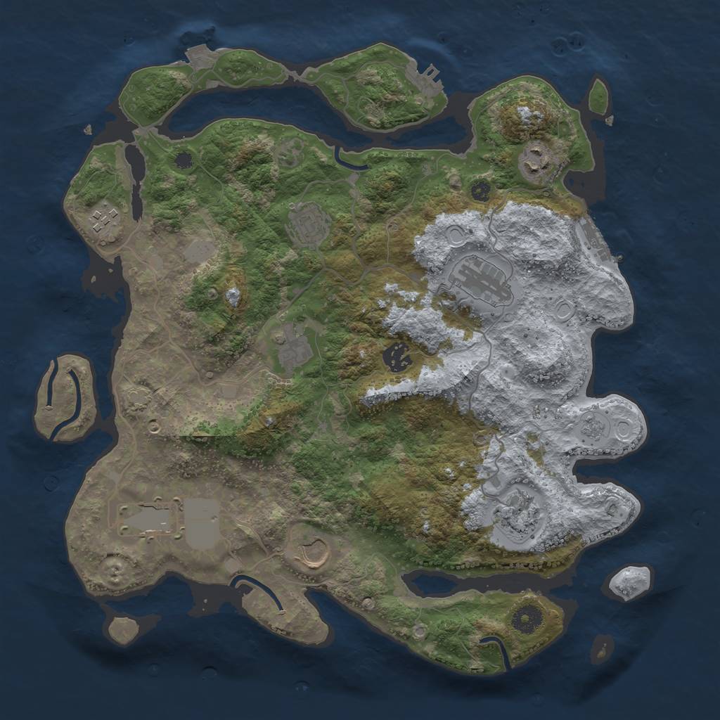 Rust Map: Procedural Map, Size: 3700, Seed: 807280261, 16 Monuments