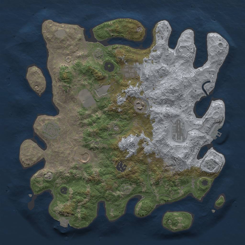 Rust Map: Procedural Map, Size: 3599, Seed: 2011443935, 15 Monuments