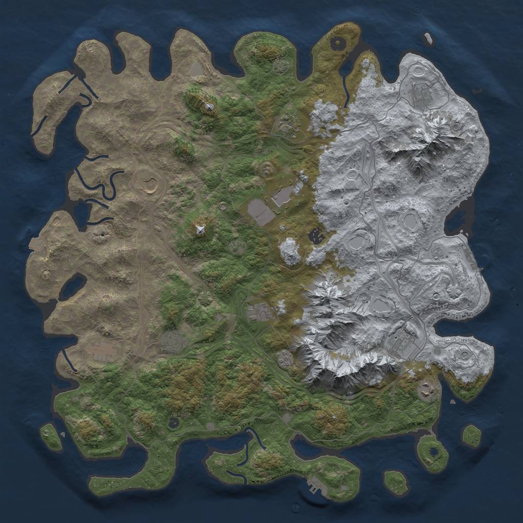 Rust Map: Procedural Map, Size: 5000, Seed: 329678, 19 Monuments