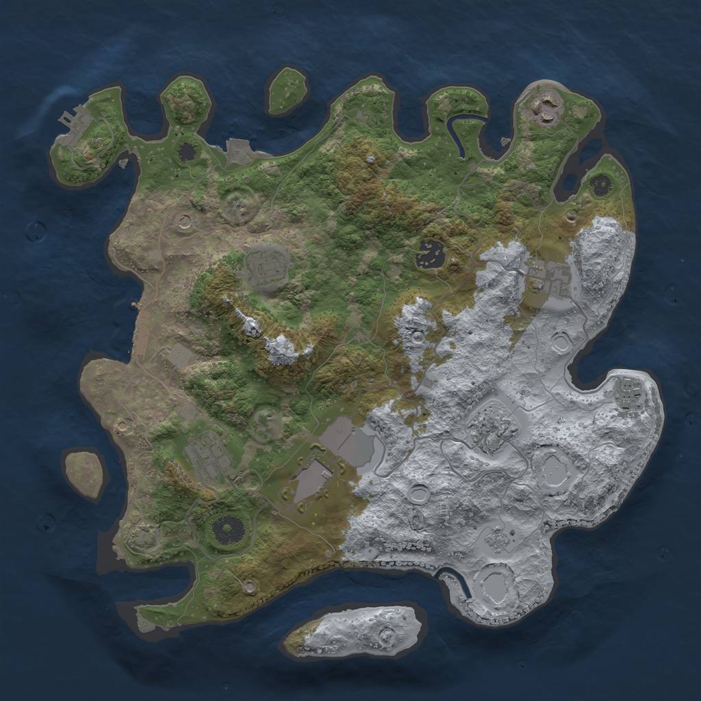 Rust Map: Procedural Map, Size: 3500, Seed: 4284806, 16 Monuments