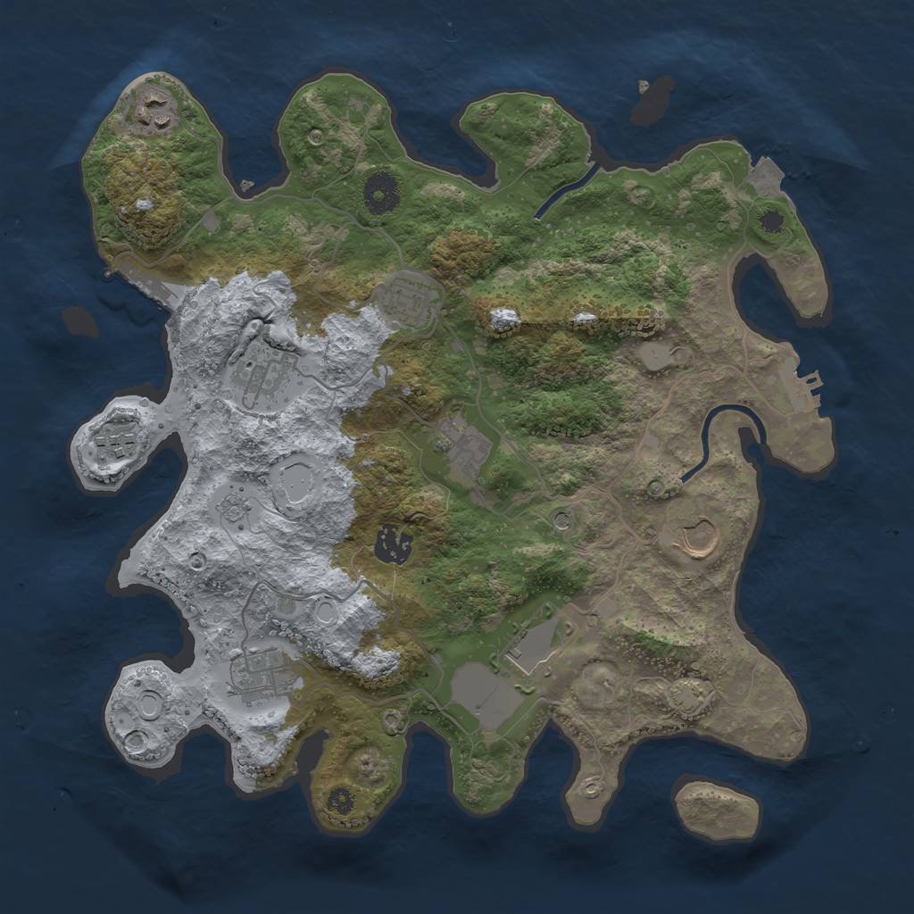 Rust Map: Procedural Map, Size: 3500, Seed: 322137, 17 Monuments